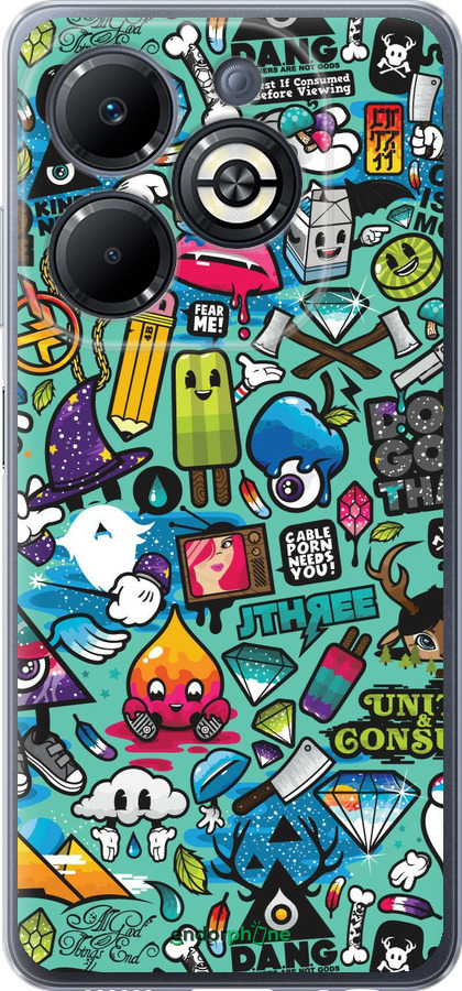 Силиконовый чехол Стикер бомбинг 1 для Infinix Smart 8 Plus - 693u-3677 изображение 