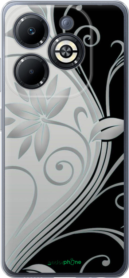 Силиконовый чехол Цветы на чёрно-белом фоне для Infinix Smart 8 Plus - 840u-3677 изображение 