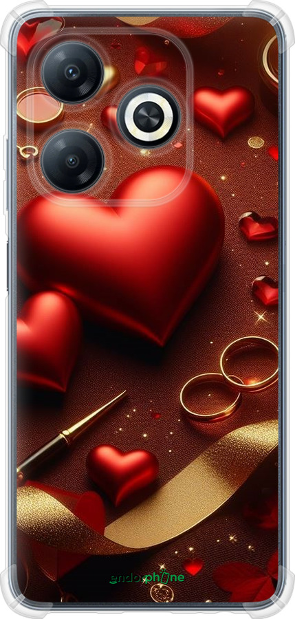 Силикон с усиленными углами чехол Сердечки v3 для Tecno Spark 20c BG7n - 5833sp-3627 изображение 
