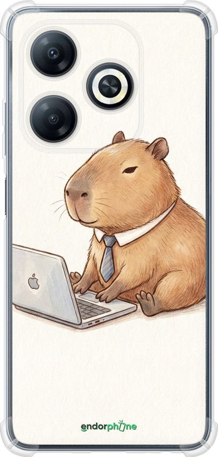 Силіконовий протиударний с посиленими кутами чехол Funny Capybara CEO Working для Tecno Spark 20c BG7n - 6777sp-3627 изображение 