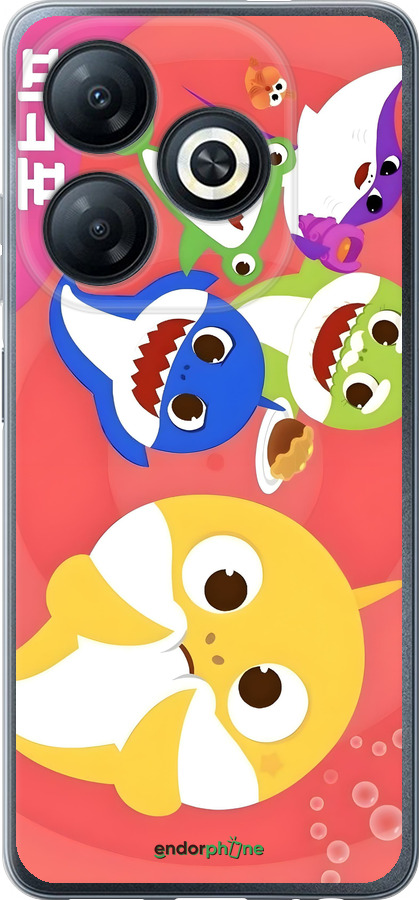 Силиконовый чехол Бейби Шаркс для Tecno Spark 20c BG7n - 6305u-3627 изображение 