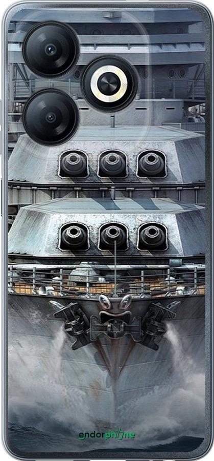 Силиконовый чехол Линкор, world of tanks, wargaming, военный корабль для Tecno Spark 20c BG7n - 6453u-3627 изображение 