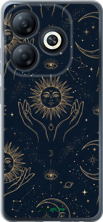 Силиконовый чехол Celestial Harmony: Sun & Moon Gold Mystic Pattern для Infinix Smart 8 - 6778u-3431 изображение 