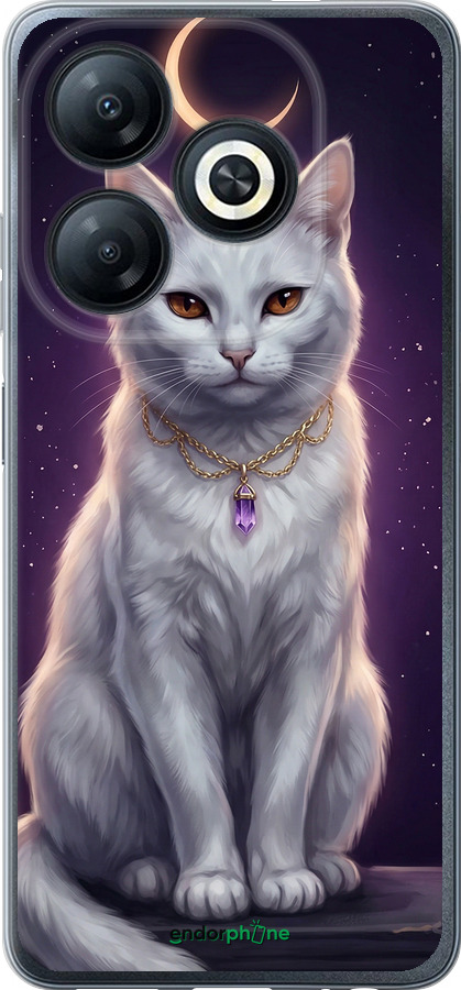 Силіконовий чехол Mystic White Cat Gothic Dark Purple Gold для Tecno Spark 20c BG7n - 6805u-3627 изображение 