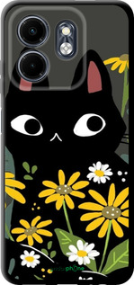 TPU чехол Черный кот с цветами для Infinix Smart 9 - 6448b-3809 изображение 