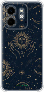 Силикон с усиленными углами чехол 'Celestial Harmony: Sun & Moon Gold Mystic Pattern' для Infinix Hot 50i изображение 3