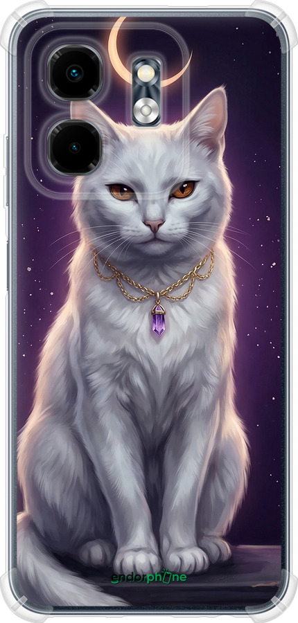 Силикон с усиленными углами чехол Mystic White Cat Gothic Dark Purple Gold для Infinix Smart 9 - 6805sp-3809 изображение 