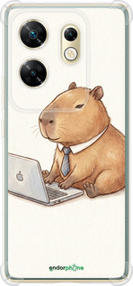 Силіконовий протиударний с посиленими кутами чехол Funny Capybara CEO Working для Infinix Zero 30 4G - 6777sp-3413 изображение 