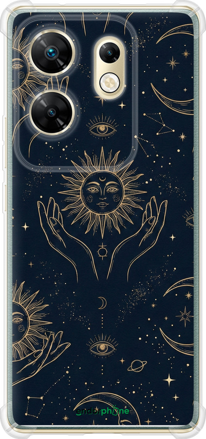 Силіконовий протиударний с посиленими кутами чехол Celestial Harmony: Sun & Moon Gold Mystic Pattern для Infinix Zero 30 4G - 6778sp-3413 изображение 