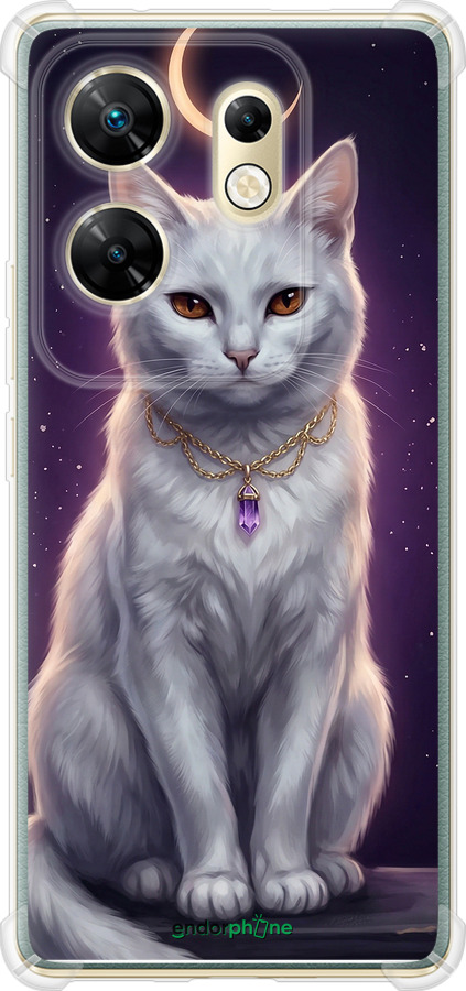 Силіконовий протиударний с посиленими кутами чехол Mystic White Cat Gothic Dark Purple Gold для Infinix Zero 30 4G - 6805sp-3413 изображение 
