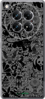 Силиконовый чехол Чёрно-серый стикер бомбинг для Infinix Zero 40 5G - 2432u-3822 изображение 