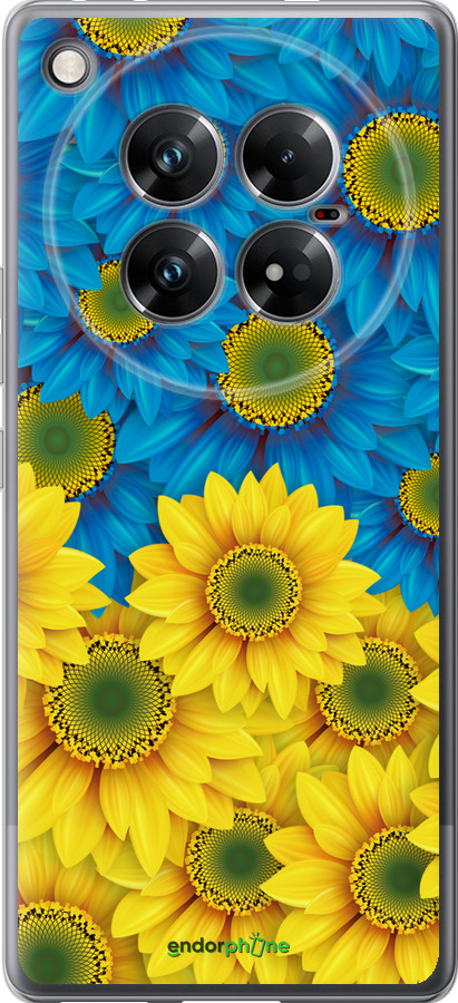 Силиконовый чехол Жёлто-голубые цветы для Infinix Zero 40 5G - 1048u-3822 изображение 