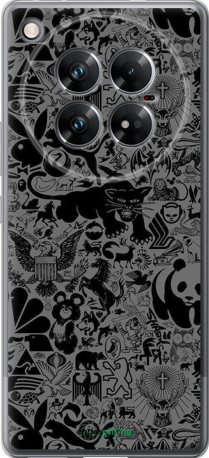 Силиконовый чехол Чёрно-серый стикер бомбинг для Infinix Zero 40 5G - 2432u-3822 изображение 