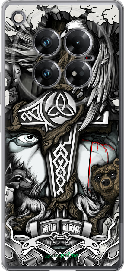 Силиконовый чехол Тату Викинг для Infinix Zero 40 5G - 4098u-3822 изображение 