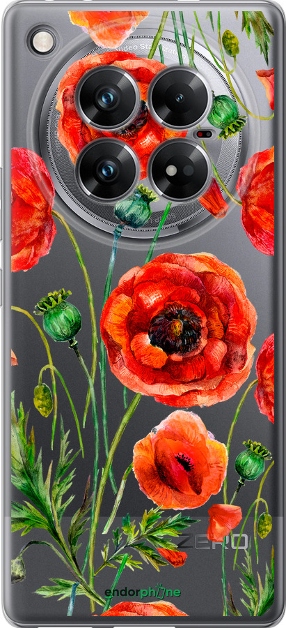 Силиконовый чехол Нарисованные маки для Infinix Zero 40 5G - 4278u-3822 изображение 