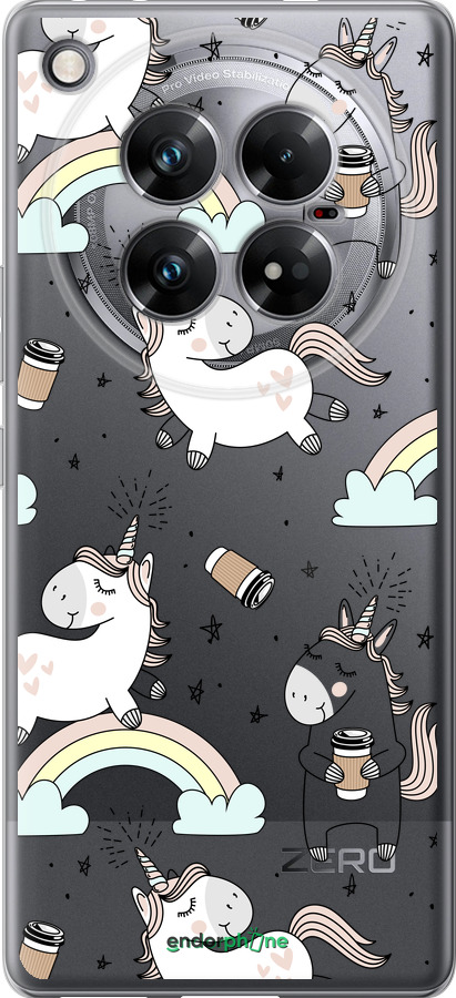Силиконовый чехол Единорог и кофе для Infinix Zero 40 5G - 4661u-3822 изображение 