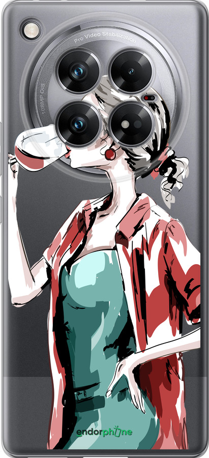 Силиконовый чехол Девушка с бокалом для Infinix Zero 40 5G - 4662u-3822 изображение 