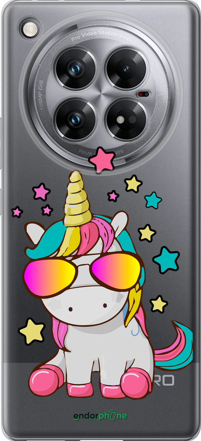 Силіконовий чехол Єдиноріг в окулярах для Infinix Zero 40 5G - 4879u-3822 изображение 