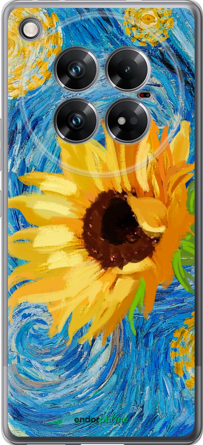 Силиконовый чехол Цветы желто-голубые для Infinix Zero 40 5G - 5308u-3822 изображение 