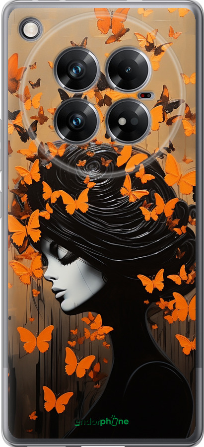 Силиконовый чехол Чехол для телефона Девушка с оранжевыми бабочками для Infinix Zero 40 5G - 5940u-3822 изображение 
