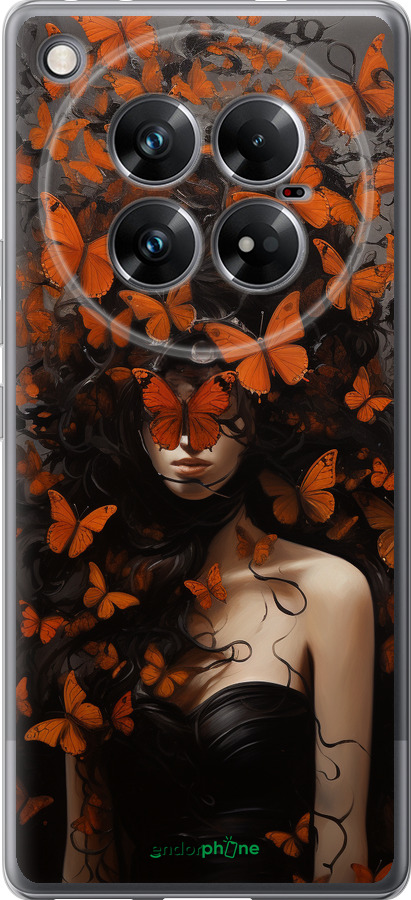 Силиконовый чехол Девушка с оранжевыми бабочками для Infinix Zero 40 5G - 5941u-3822 изображение 