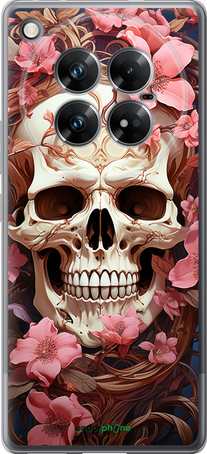 Силиконовый чехол Череп в розовых цветах для Infinix Zero 40 5G - 5965u-3822 изображение 