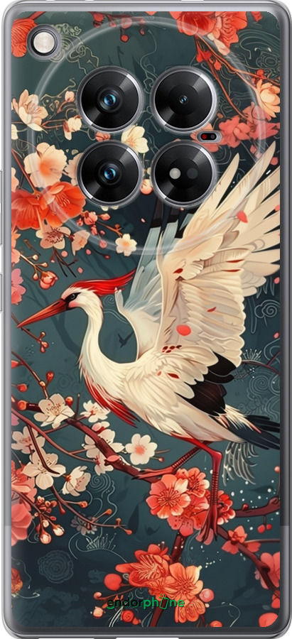 Силиконовый чехол Сакура и аист для Infinix Zero 40 5G - 6108u-3822 изображение 