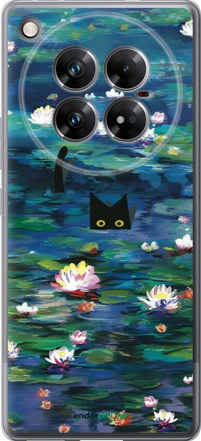 Силіконовий чехол с изображением водяных лилий и кошек для Infinix Zero 40 5G - 6257u-3822 изображение 