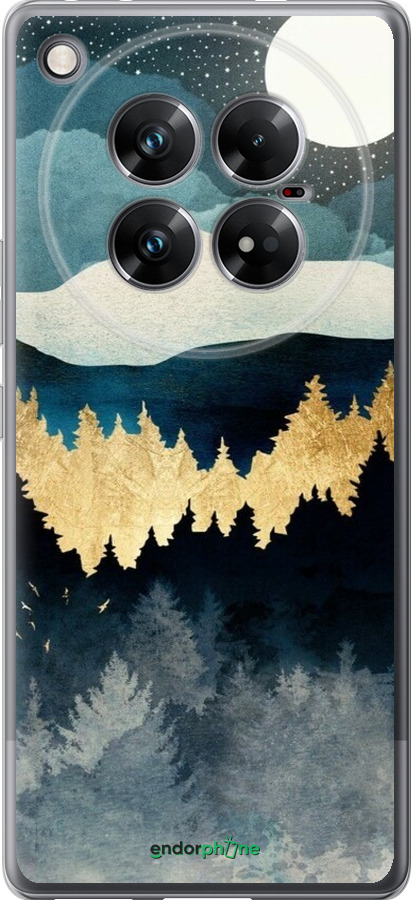 Силиконовый чехол Ночной пейзаж с лесом и горами для Infinix Zero 40 5G - 6493u-3822 изображение 