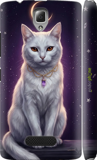 3D пластиковый глянцевый чехол Mystic White Cat Gothic Dark Purple Gold для Lenovo A2010 - 6805c-216 изображение 