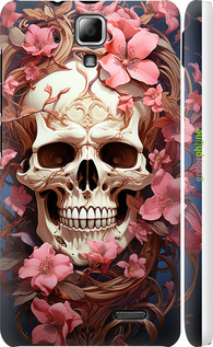 3D пластиковый матовый чехол Череп в розовых цветах для Lenovo A536 - 5965m-149 изображение 