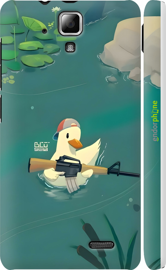 3D пластиковий матовий чехол Каченя з автоматом для Lenovo A536 - 6356m-149 изображение 