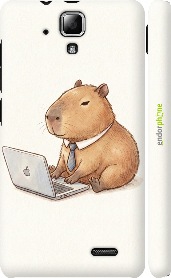 3D пластиковий матовий чехол Funny Capybara CEO Working для Lenovo A536 - 6777m-149 изображение 