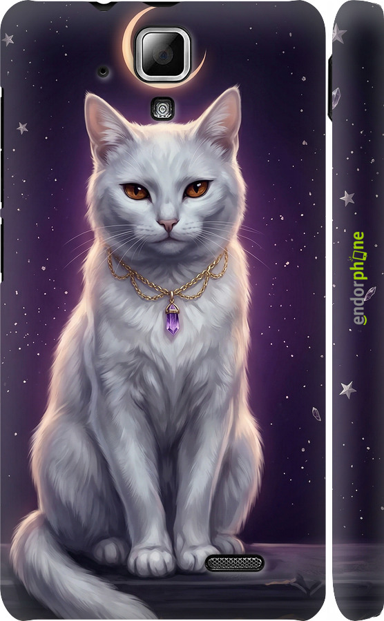 3D пластиковий матовий чехол Mystic White Cat Gothic Dark Purple Gold для Lenovo A536 - 6805m-149 изображение 