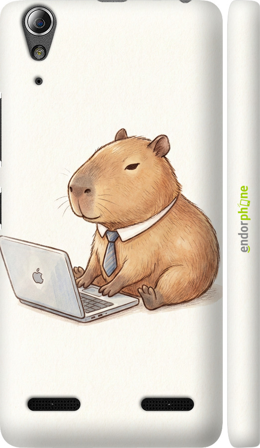 3D пластиковый матовый чехол Funny Capybara CEO Working для Lenovo K3 (K30-t) - 6777m-114 изображение 