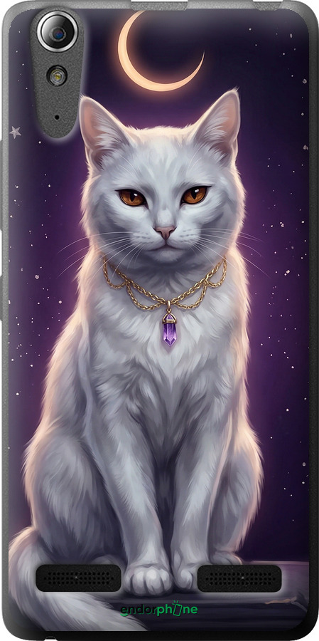 Силиконовый чехол Mystic White Cat Gothic Dark Purple Gold для Lenovo K3 (K30-t) - 6805u-114 изображение 