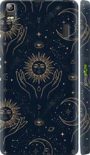 3D пластиковый матовый чехол Celestial Harmony: Sun & Moon Gold Mystic Pattern для Lenovo A7000 - 6778m-120 изображение 