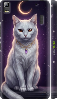 3D пластиковий матовий чехол Mystic White Cat Gothic Dark Purple Gold для Lenovo A7000 - 6805m-120 изображение 