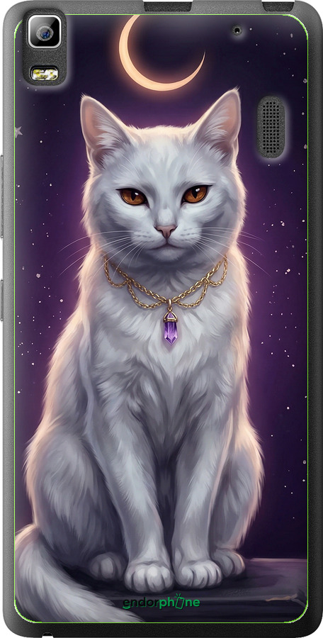 Силіконовий чехол Mystic White Cat Gothic Dark Purple Gold для Lenovo A7000 - 6805u-120 изображение 