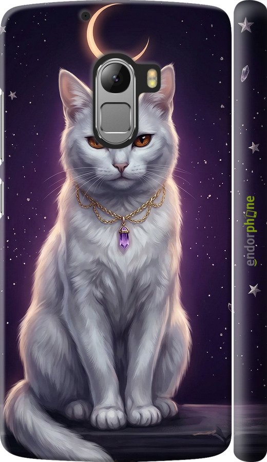 3D пластиковый матовый чехол Mystic White Cat Gothic Dark Purple Gold для Lenovo A7010 - 6805m-232 изображение 
