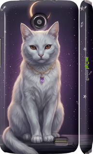 3D пластиковый глянцевый чехол Mystic White Cat Gothic Dark Purple Gold для Lenovo A820 - 6805c-68 изображение 