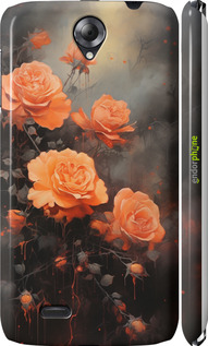 3D пластиковый глянцевый чехол Оранжевые розы для Lenovo A850 - 5944c-79 изображение 