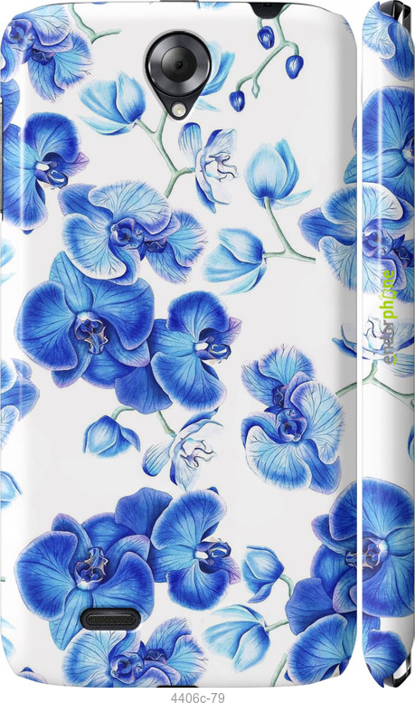 3D пластиковый глянцевый чехол Голубые орхидеи для Lenovo A850 - 4406c-79 изображение 