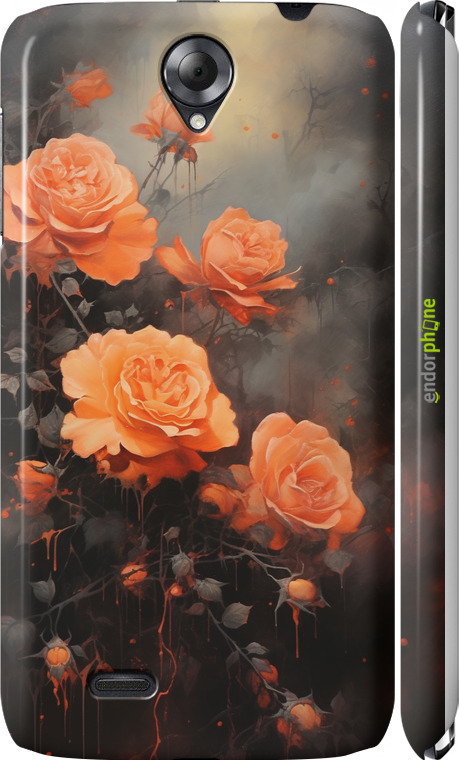 3D пластиковый глянцевый чехол Оранжевые розы для Lenovo A850 - 5944c-79 изображение 