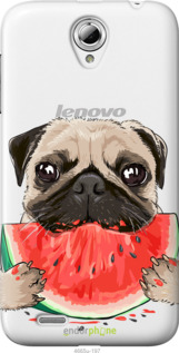 Силиконовый чехол Мопс и арбуз для Lenovo A859 - 4665u-197 изображение 