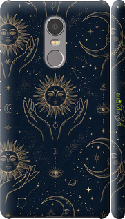 3D пластиковий матовий чехол Celestial Harmony: Sun & Moon Gold Mystic Pattern для Lenovo K6 Note - 6778m-453 изображение 