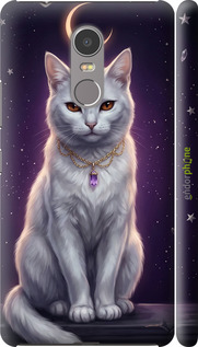 3D пластиковый матовый чехол Mystic White Cat Gothic Dark Purple Gold для Lenovo K6 Note - 6805m-453 изображение 
