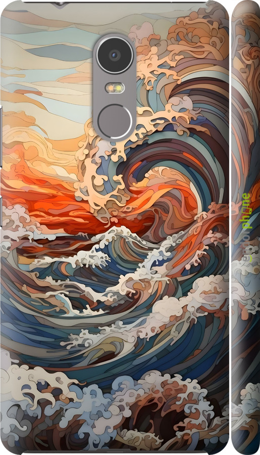 3D пластиковий матовий чехол Арт хвилі для Lenovo K6 Note - 6324m-453 изображение 
