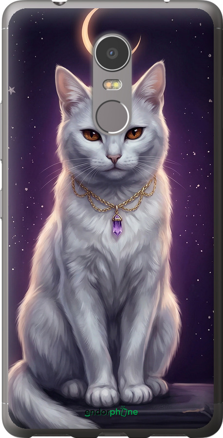 2D пластиковый чехол Mystic White Cat Gothic Dark Purple Gold для Lenovo K6 Note - 6805t-453 изображение 