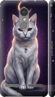 3D пластиковий матовий чехол Mystic White Cat Gothic Dark Purple Gold для Lenovo K6 - 6805m-452 изображение 